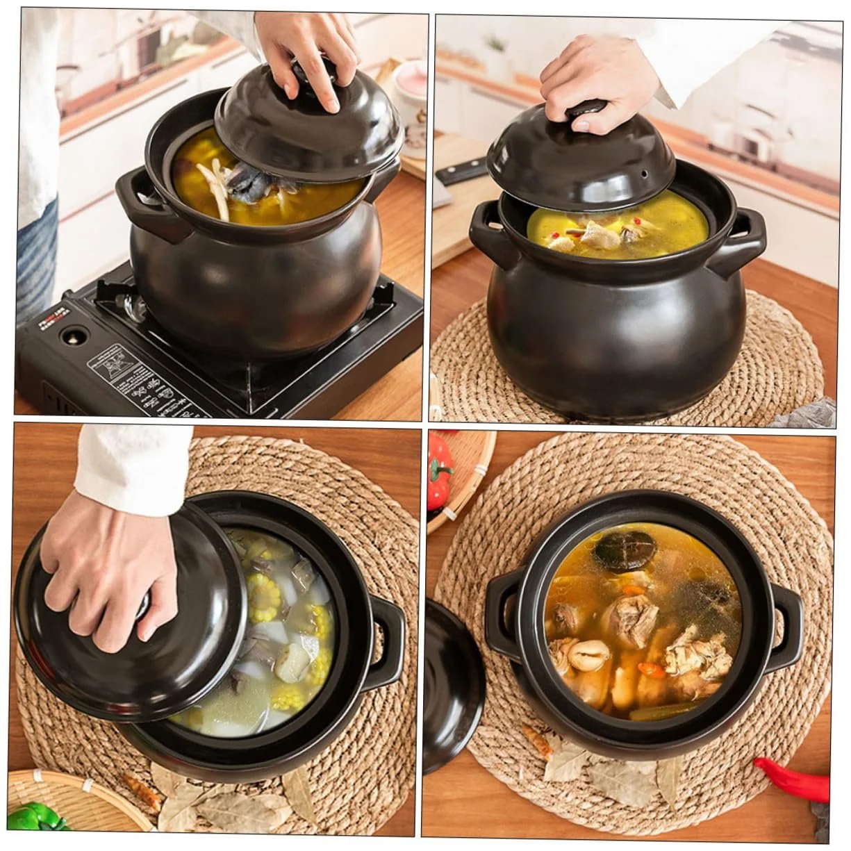 Кастрюля для тушения керамическая термостойкая черная, фото №7