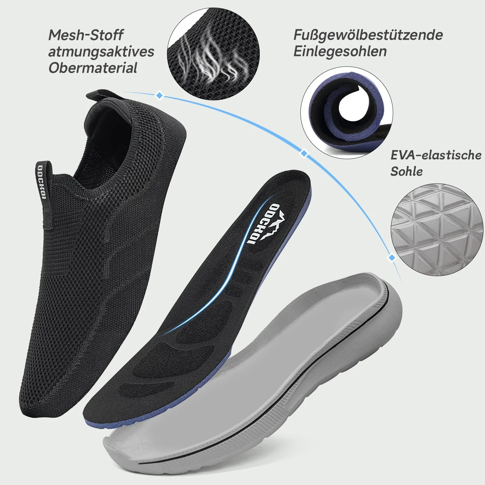 Чоловічі Кросівки ODCKOI Без шнурків Зручні Тенісні Кросівки, фото №2