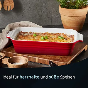 Форма для запікання KHG 34 см 1.75 л прямокутна керамічна Червона synthetic.ua - Фото 1