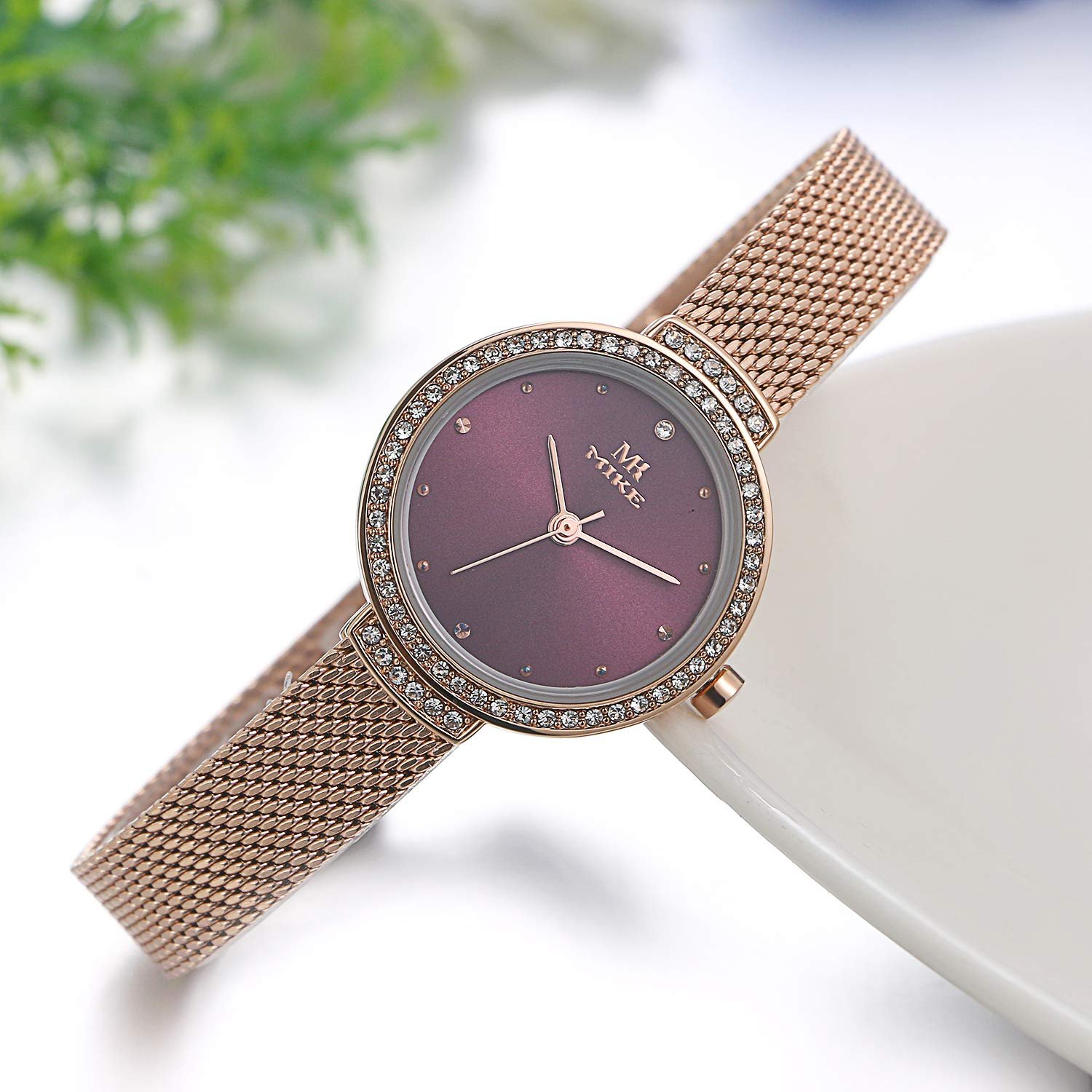 Женские Часы JewelryWe Кварцевые Аналоговые Классические Розовое Золото Тон Нержавеющая Сталь Миланский Сетчатый Браслет Круглый Циферблат Корпус со Стразами, фото №2 Женские Часы JewelryWe Кварцевые Аналоговые Классические Розовое Золото Тон Нержавеющая Сталь Миланский Сетчатый Браслет Круглый Циферблат Корпус со Стразами, фото №2