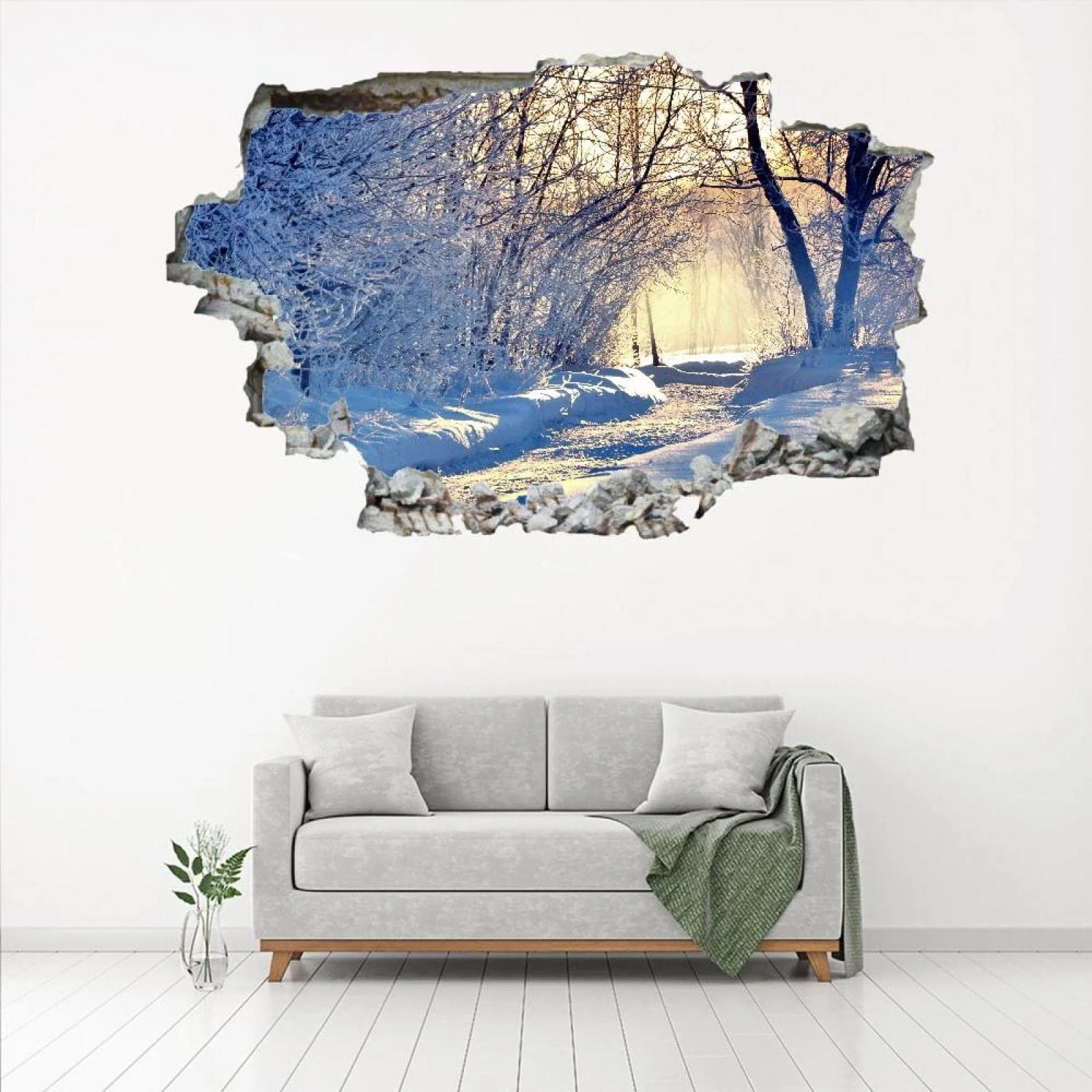 Настінна наклейка Trees 3D Wall Breakthrough Winter Landscape вінілова самоклеюча 75 x 50 см, фото №4 Настінна наклейка Trees 3D Wall Breakthrough Winter Landscape вінілова самоклеюча 75 x 50 см, фото №4