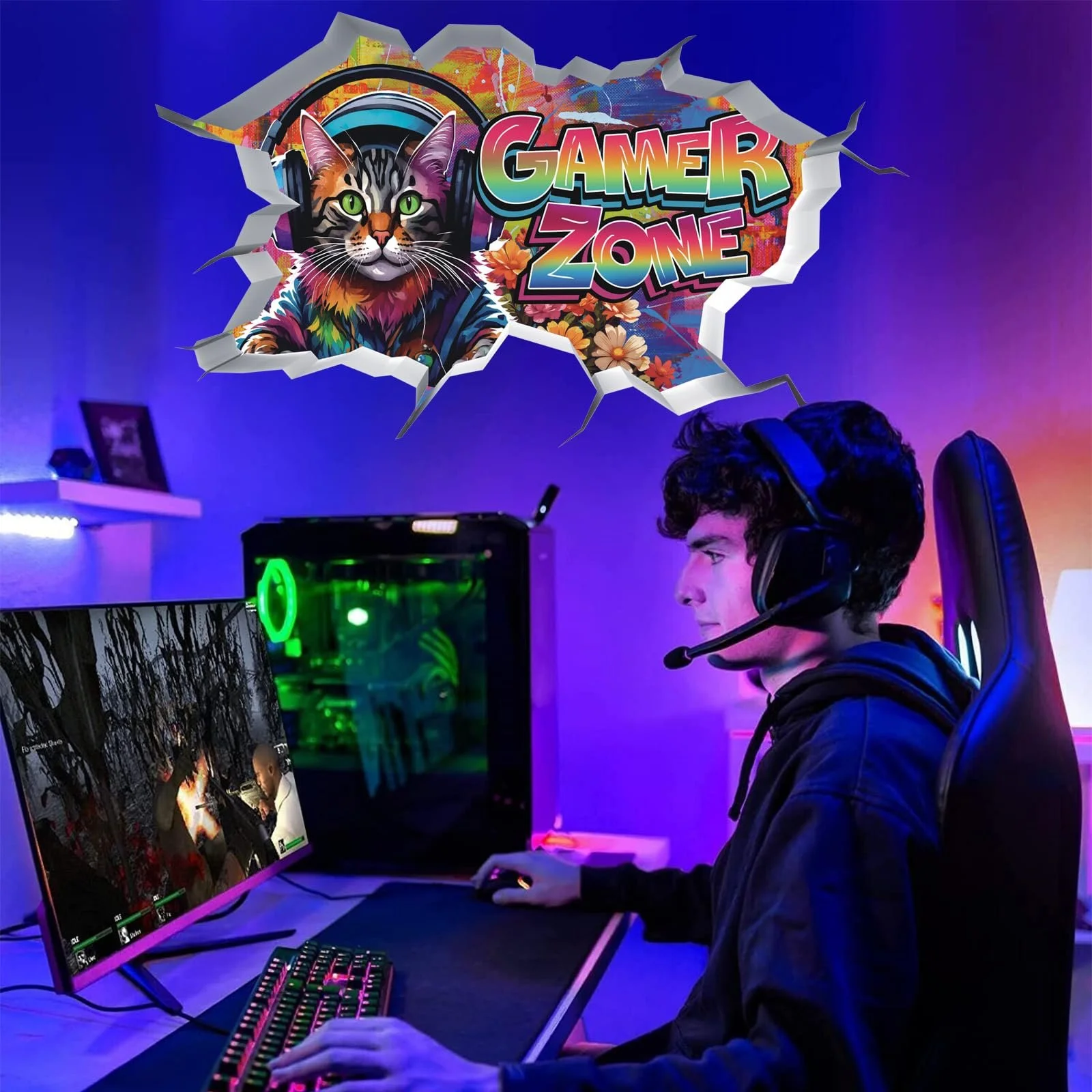 Наклейка на стену Gamer Zone 3D Large для детской и игровой комнаты, фото №6