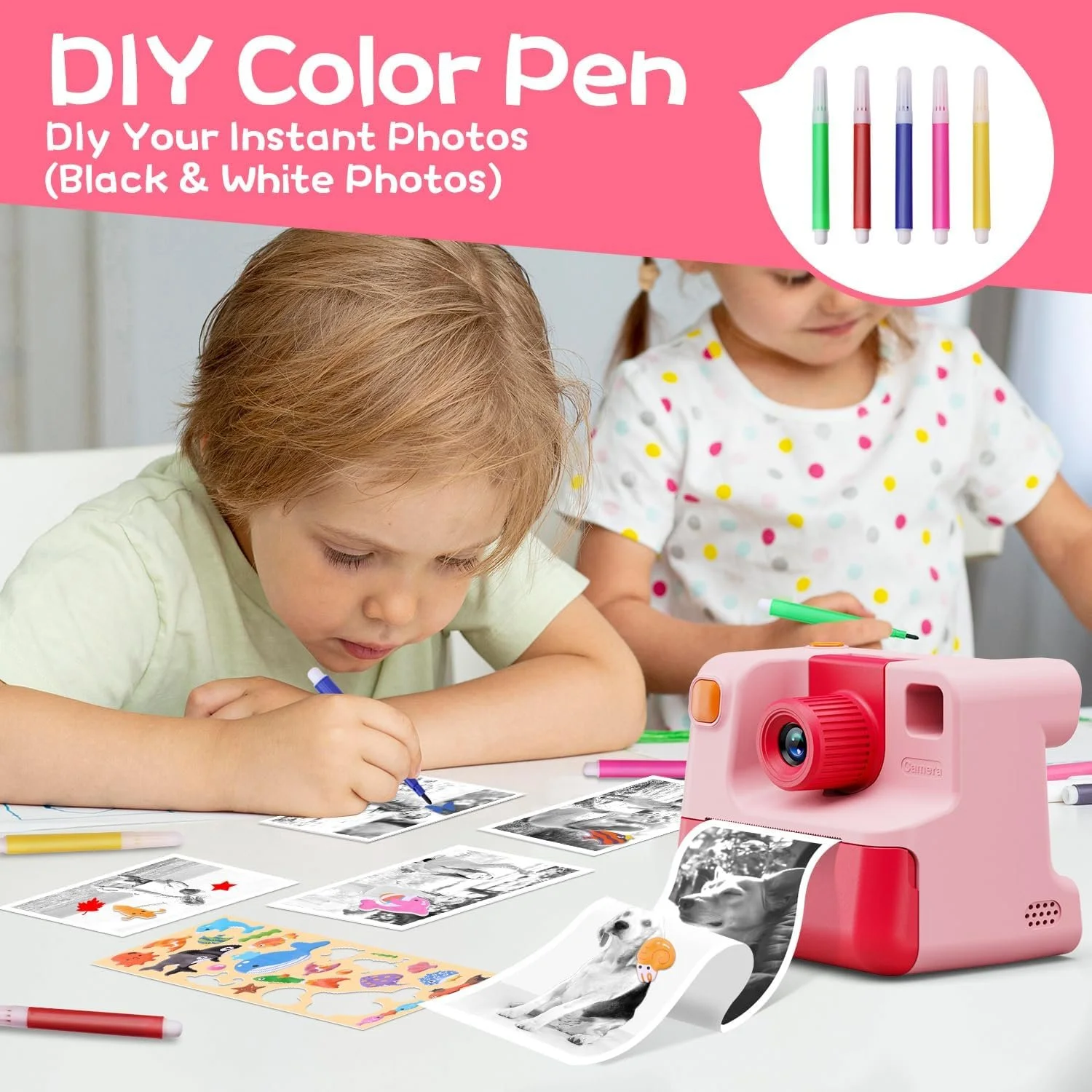 Камера миттєвого друку DIAMOOKY / Full HD відео / Рожева, фото №5