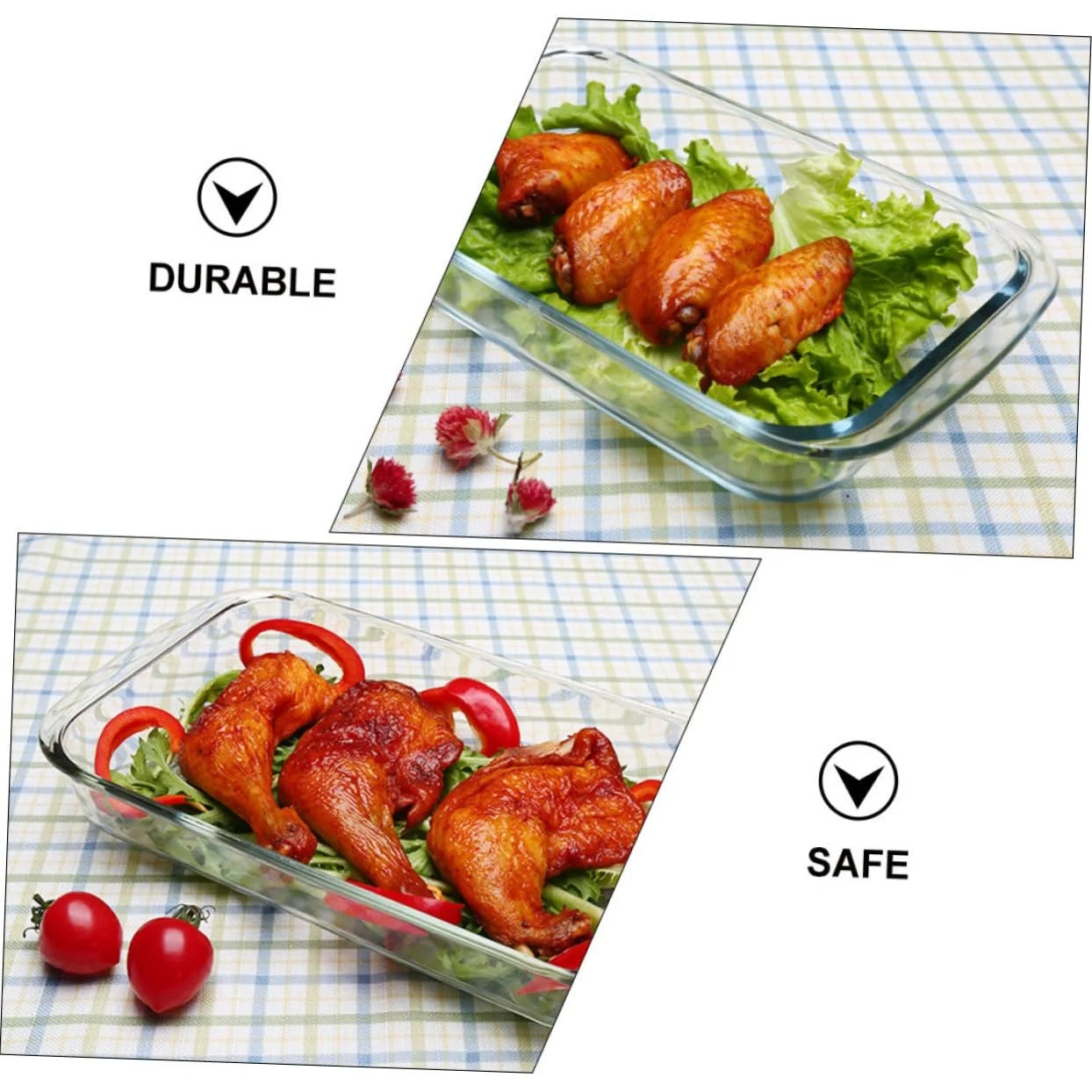 Скляне деко для випікання VALICLUD термостійке загартоване прозоре для мікрохвильової печі та духовки, фото №8 Скляне деко для випікання VALICLUD термостійке загартоване прозоре для мікрохвильової печі та духовки, фото №8