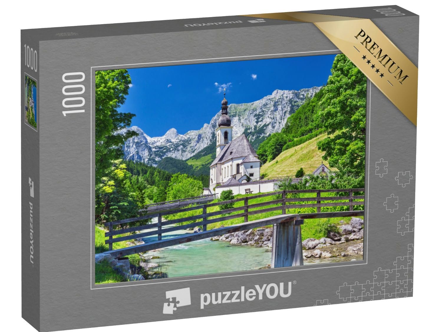 Пазл puzzleYOU Bridges, Germany, Rivers & Lakes 1000 элементов "Живописная горная сцена: Св. Себастьян в деревне Рамзау", фото №1