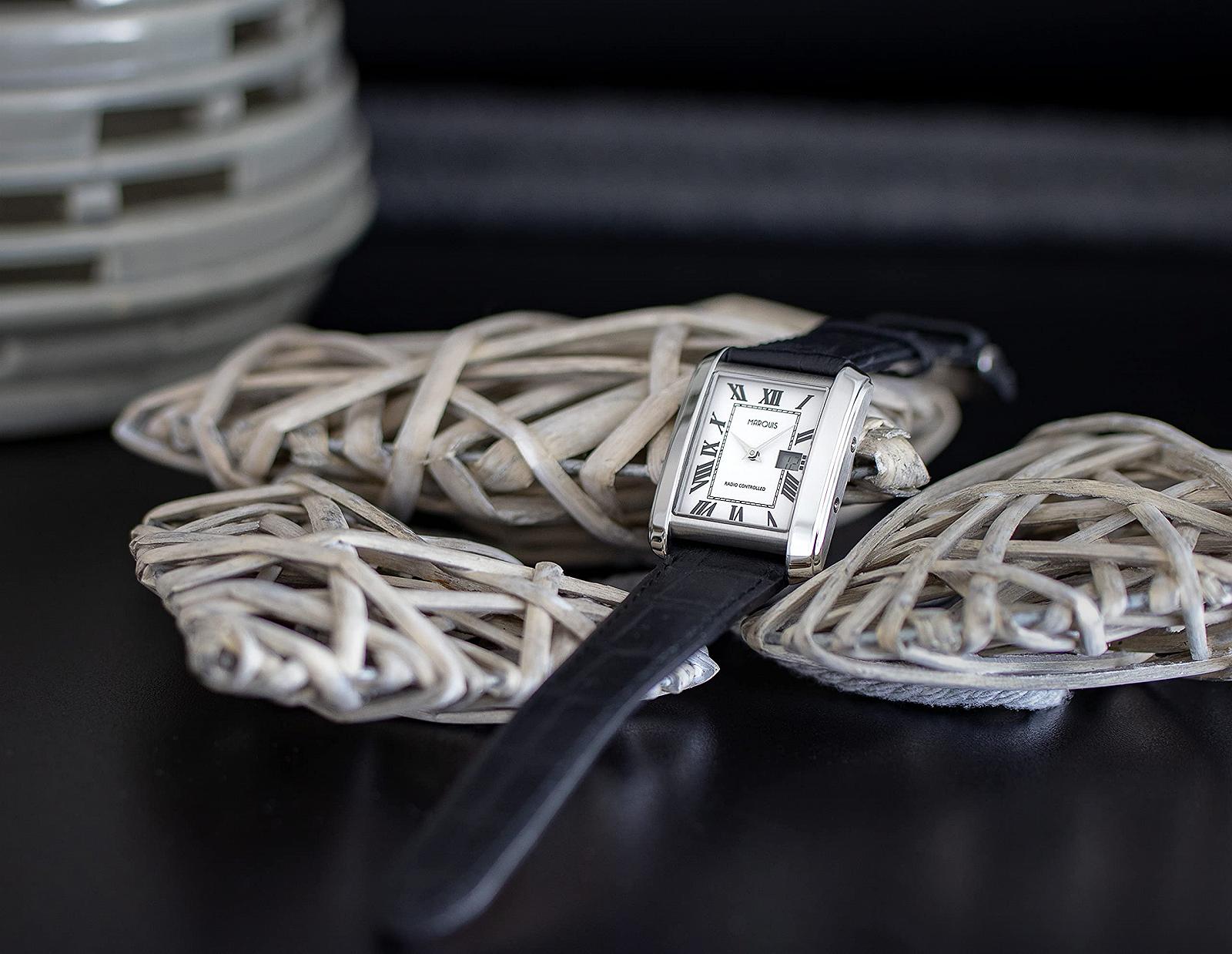 Жіночий радіокерований годинник MARQUIS 4015-117 з чорним шкіряним ремінцем, німецький радіокерований механізм, ремінець., фото №3