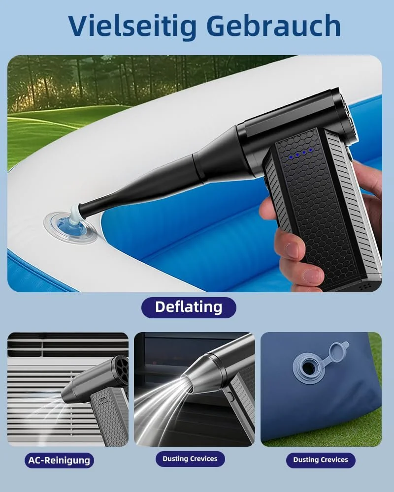 Електрична повітродувка 3 швидкості 130 000 RPM Чорний, фото №7