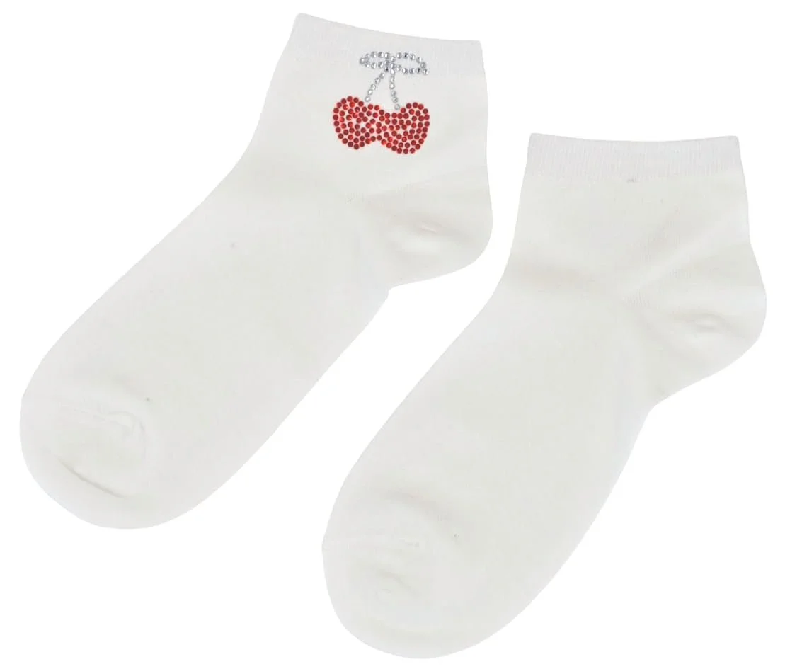 Жіночі шкарпетки styleBREAKER з аплікацією вишні з стразами, розмір EU 36-41, фото №2