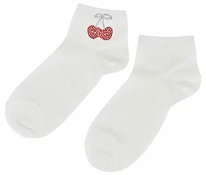 Женские носки styleBREAKER с аппликацией вишни со стразами, длина до щиколотки, с эластичным поясом, мягкая хлопковая смесь, один размер EU 36-41 synthetic.ua - Фото 1