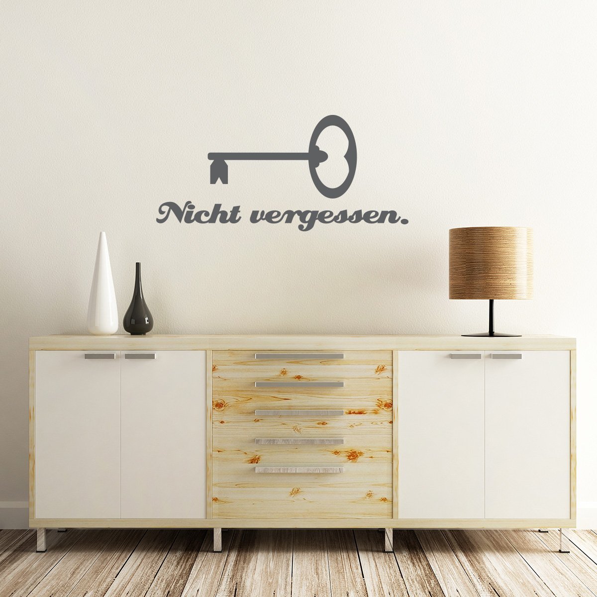 Наклейка на стіну WANDKINGS "Не забудь ключі" 40 x 18 см Темно-сіра, фото №2 Наклейка на стіну WANDKINGS "Не забудь ключі" 40 x 18 см Темно-сіра, фото №2