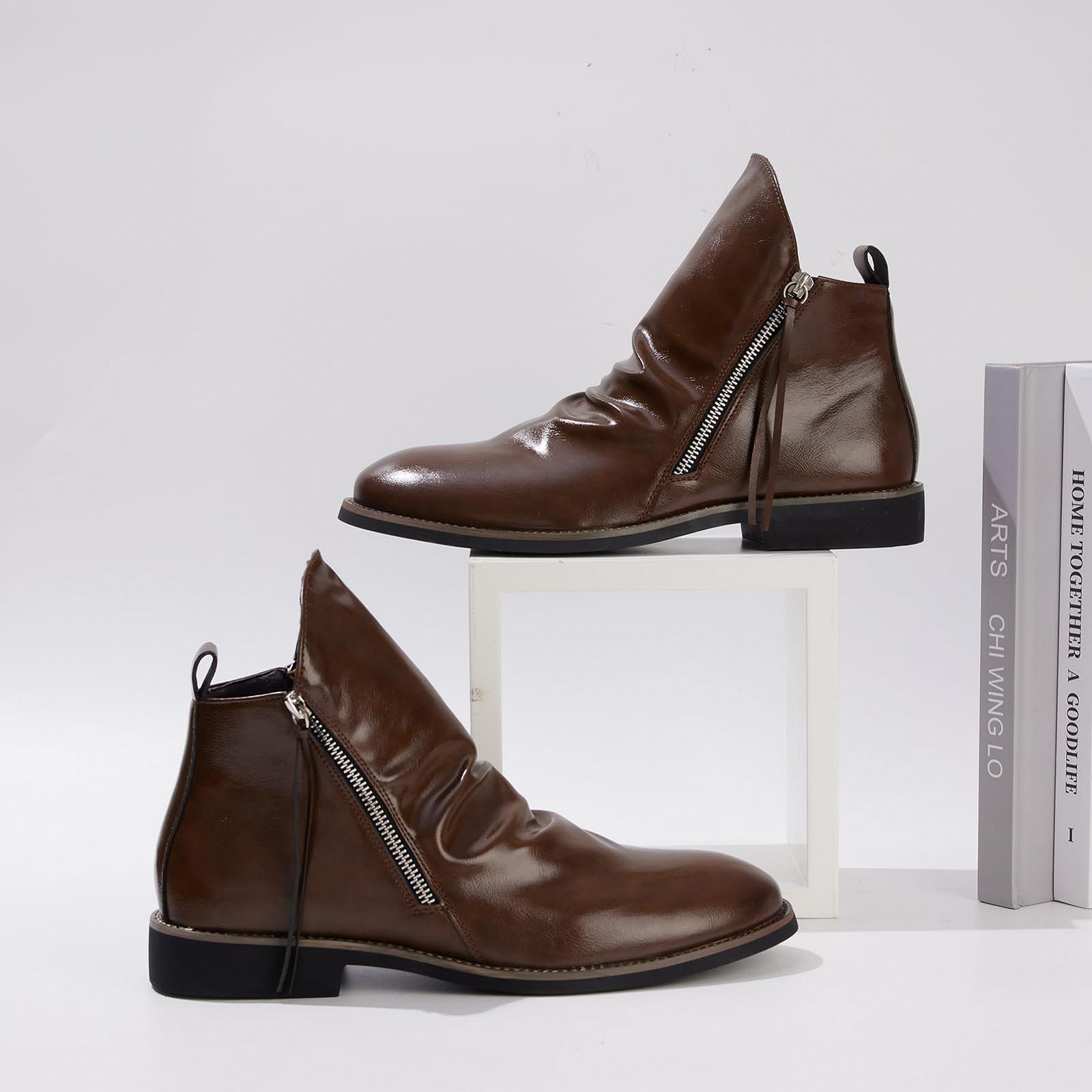 Челсі черевики Remxi Шкіряні черевики з подвійною бічною блискавкою Нековзні, фото №4