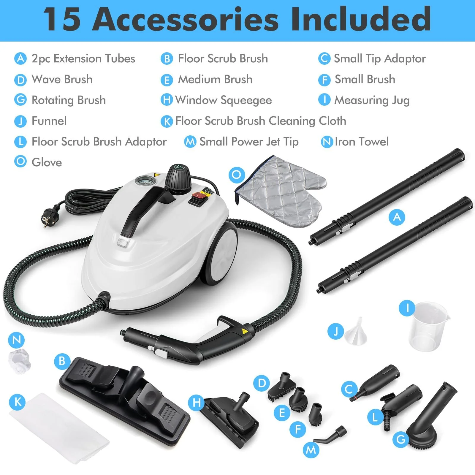 Пароочисник FANTASK 2000 Вт 5 Бар 1.8 л 13 аксесуарів, фото №2