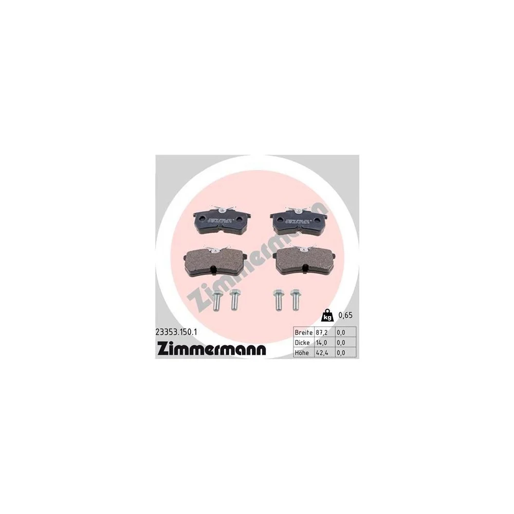 Комплект гальмівних колодок, дискове гальмо ZIMMERMANN 23353.150.1 для FORD задня вісь, фото №1