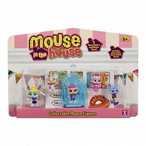 Фигурки GIOCHI PREZIOSI MOUSE IN THE HOUSE Модель 2, 5 шт., мышки с волшебной дверью, аксессуары, светящиеся в темноте наклейки synthetic.ua - Фото 1