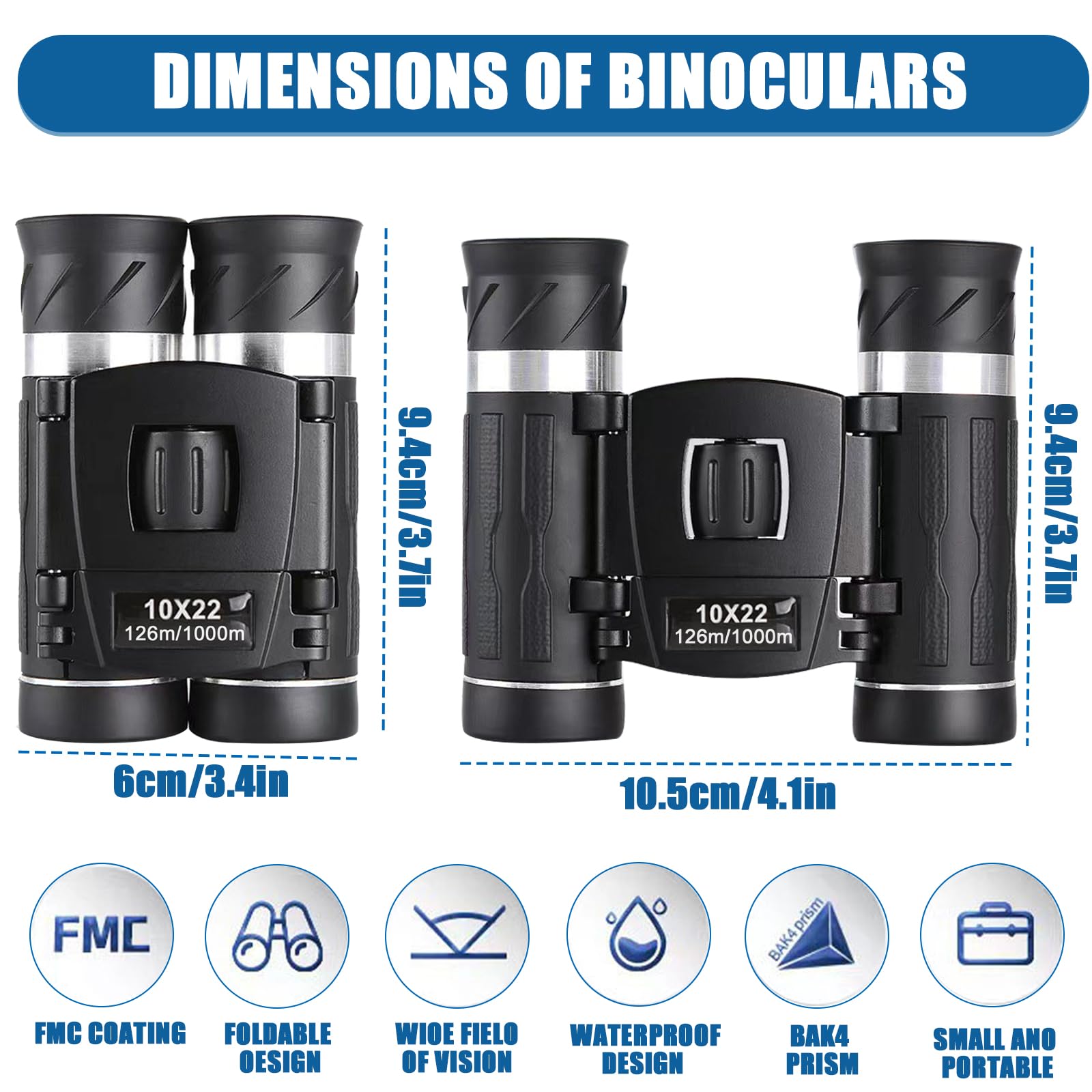Бінокль 10x22 Compact Waterproof Foldable Carry Bag, фото №2