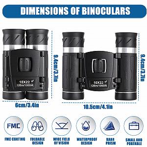 Бінокль 10x22 Compact Waterproof Foldable Carry Bag synthetic.ua - Фото 1