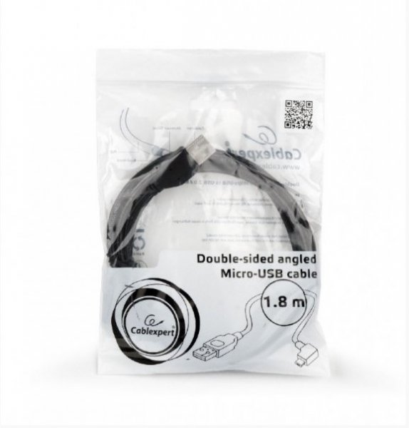 Кабель Cablexpert CC-USB2-AMmDM90-6, USB 2.0 A-папа/B-папа кутовий 1.8 м, фото №6