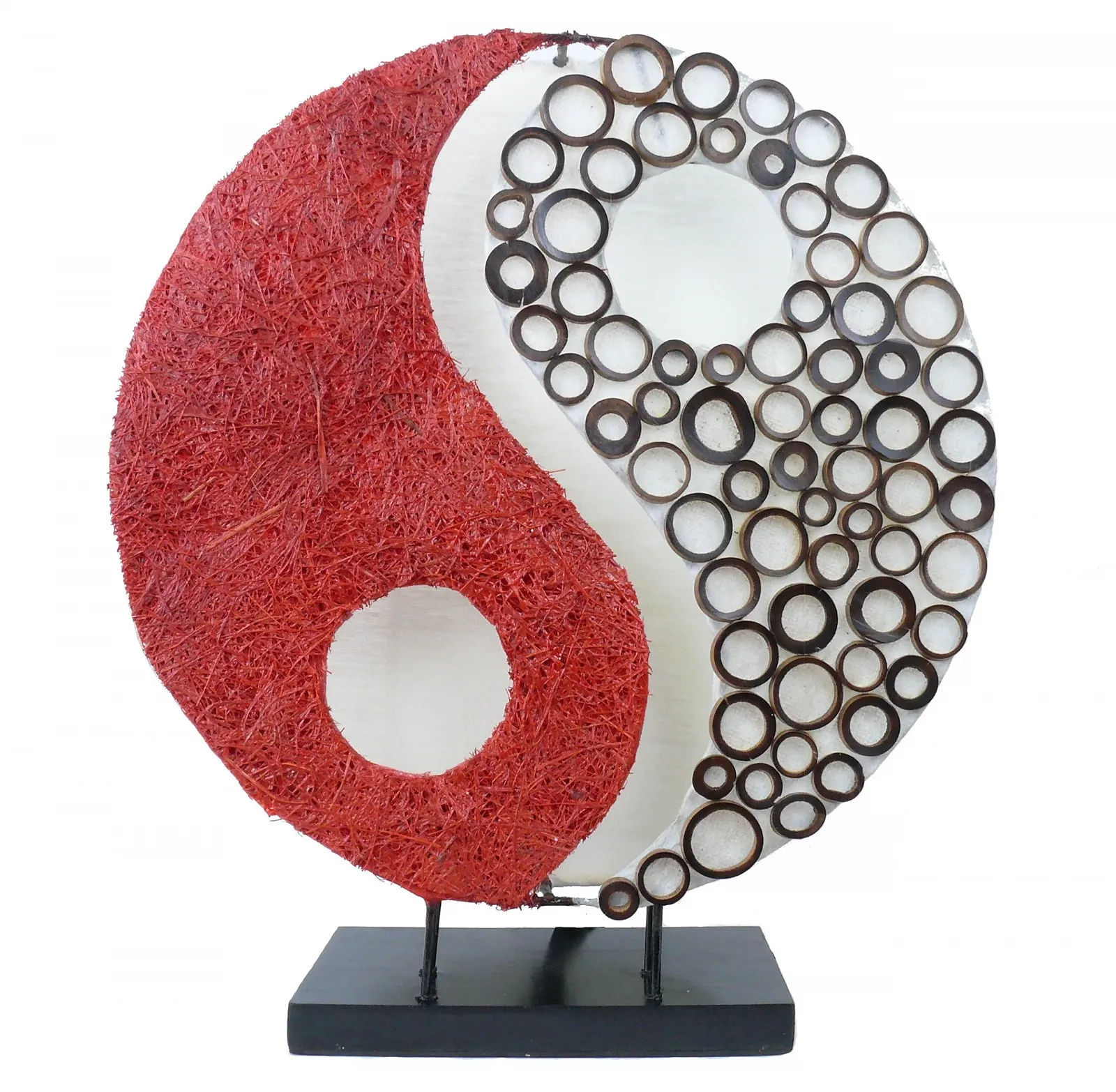 Настільна лампа Ying Yang Кругла, натуральні матеріали, діаметр 33 см, фото №1