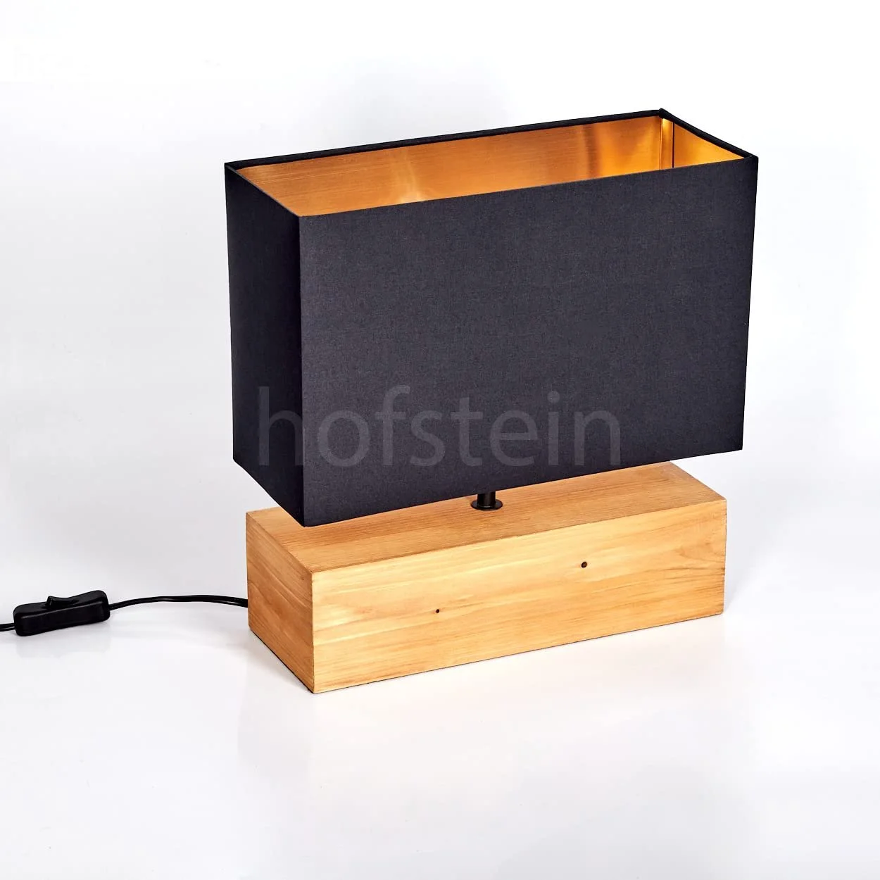 Настільна лампа Geneva Wood/Fabric Scandinavian Design E27 30 см Natural/Black/Gold, фото №9