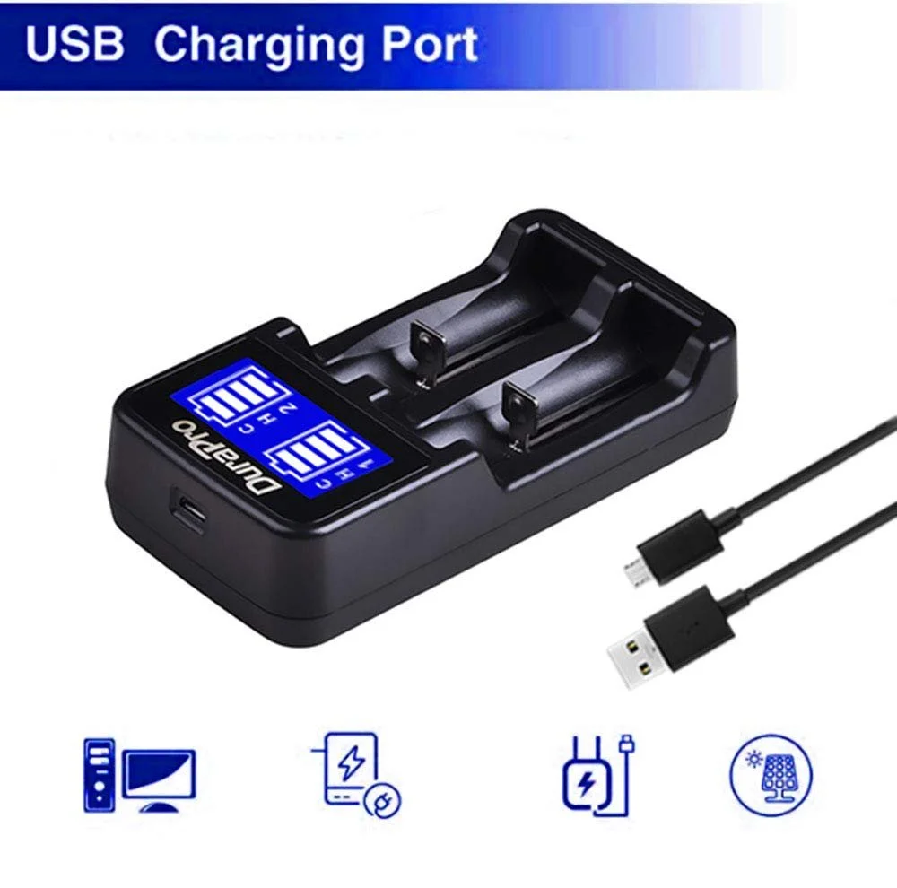Зарядний пристрій DuraPro LCD Dual USB Intelligent для Li-Ion/NI-MH/NI-Cd 18650 18500 18490 18350 17670 17500 16340 (RCR123) 14500 AА AАA AAAA, фото №4