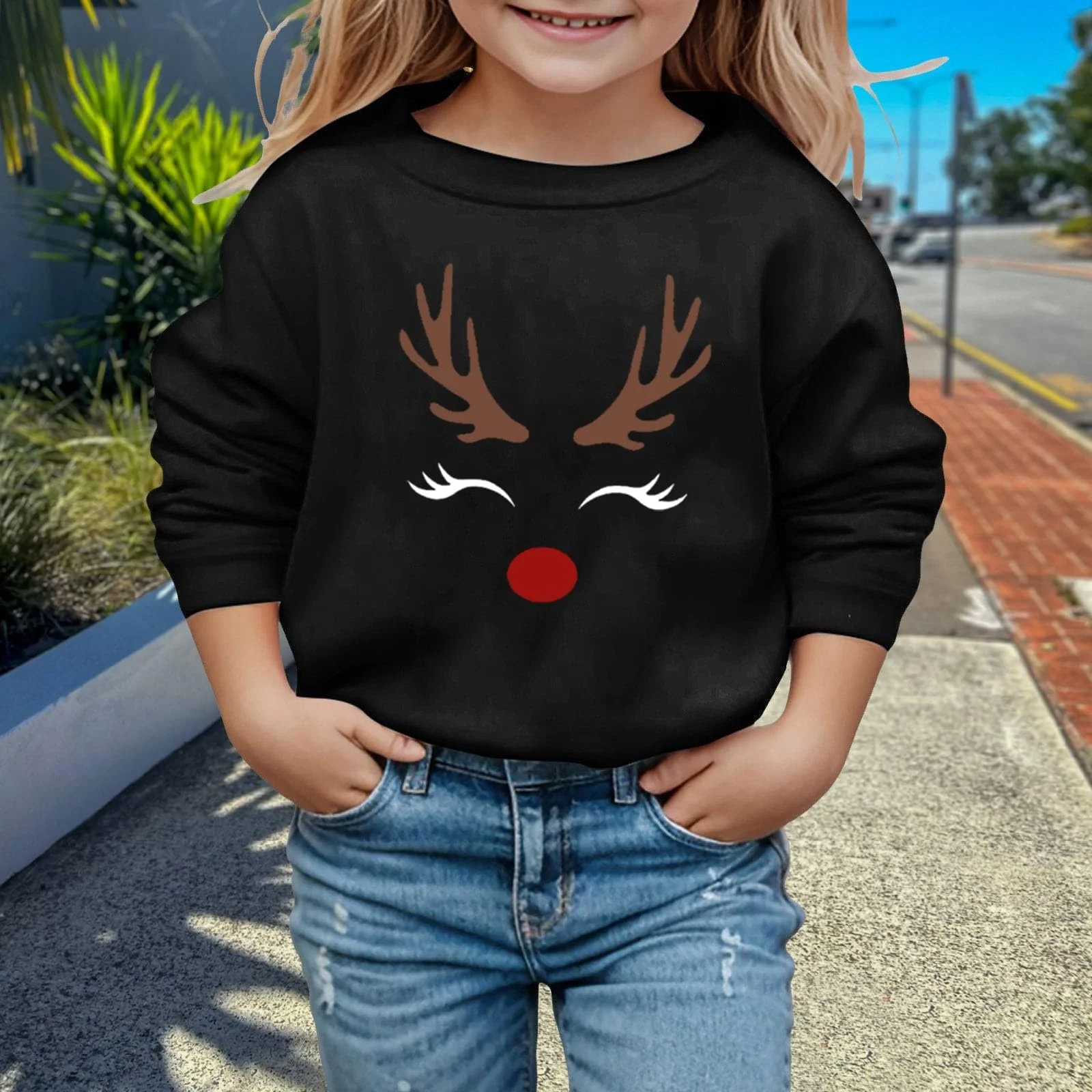 Рубашка с длинными рукавами для девочки - Мягкая толстовка с графическим рисунком для детей, милый пуловер с круглым вырезом, одежда для девочек, фото №3