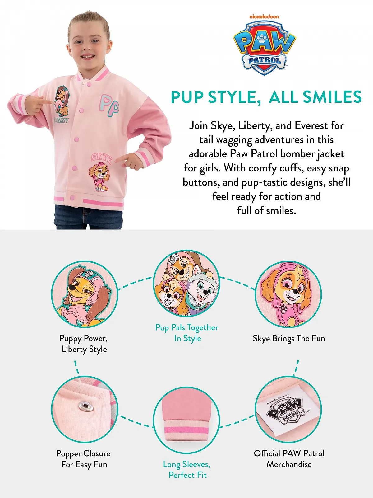 Бомбер PAW PATROL Дитячий Стильний, Дизайн Skye & Everest, фото №4