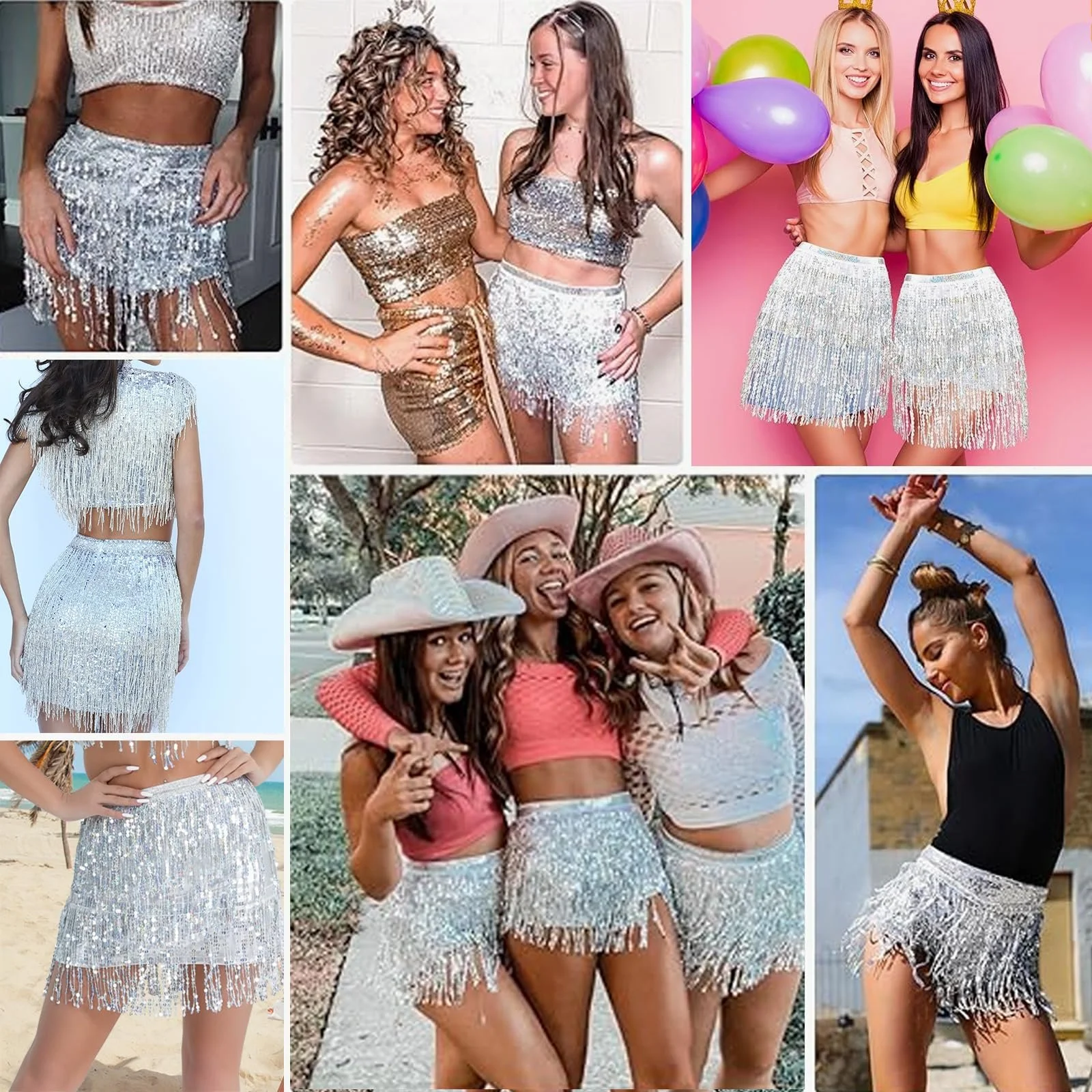 Спідниця Жіноча Блискуча з Паєтками та Китицями, фото №7