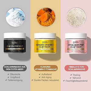 Набор глиняных масок для лица Turmeric Vitamin C, маска из грязи Мертвого моря, гималайская глиняная маска для лица для уменьшения черных точек, акне, глубокого очищения, маска для лица для контроля жирности, 240 г synthetic.ua - Фото 1