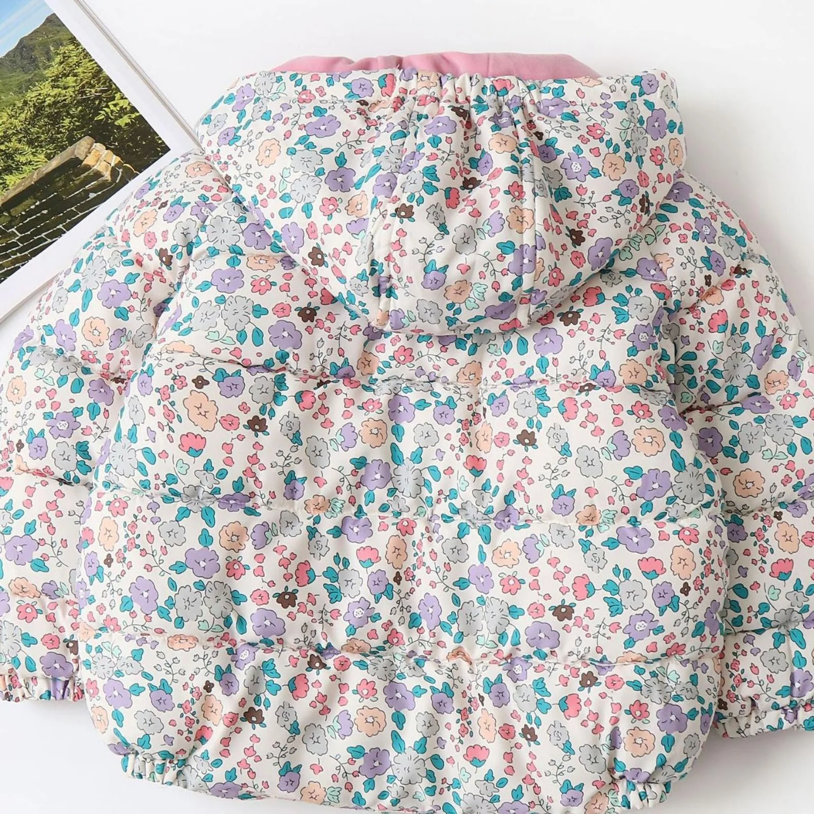 Куртка стьобана SYDUZAX для дівчат-підлітків, квітковий принт, фото №4