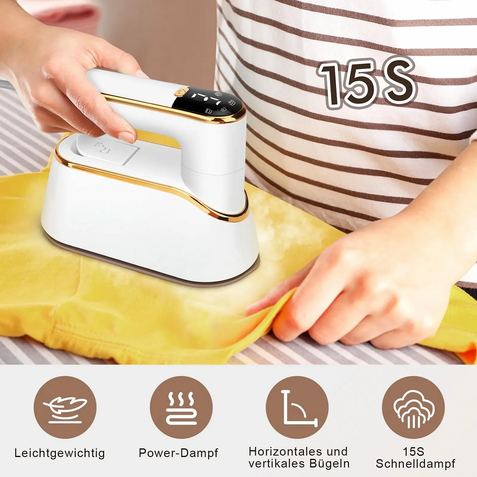 Парова праска 2-в-1 LCD Display 1200 W 180° Rotating Handle 110 ml, фото №3