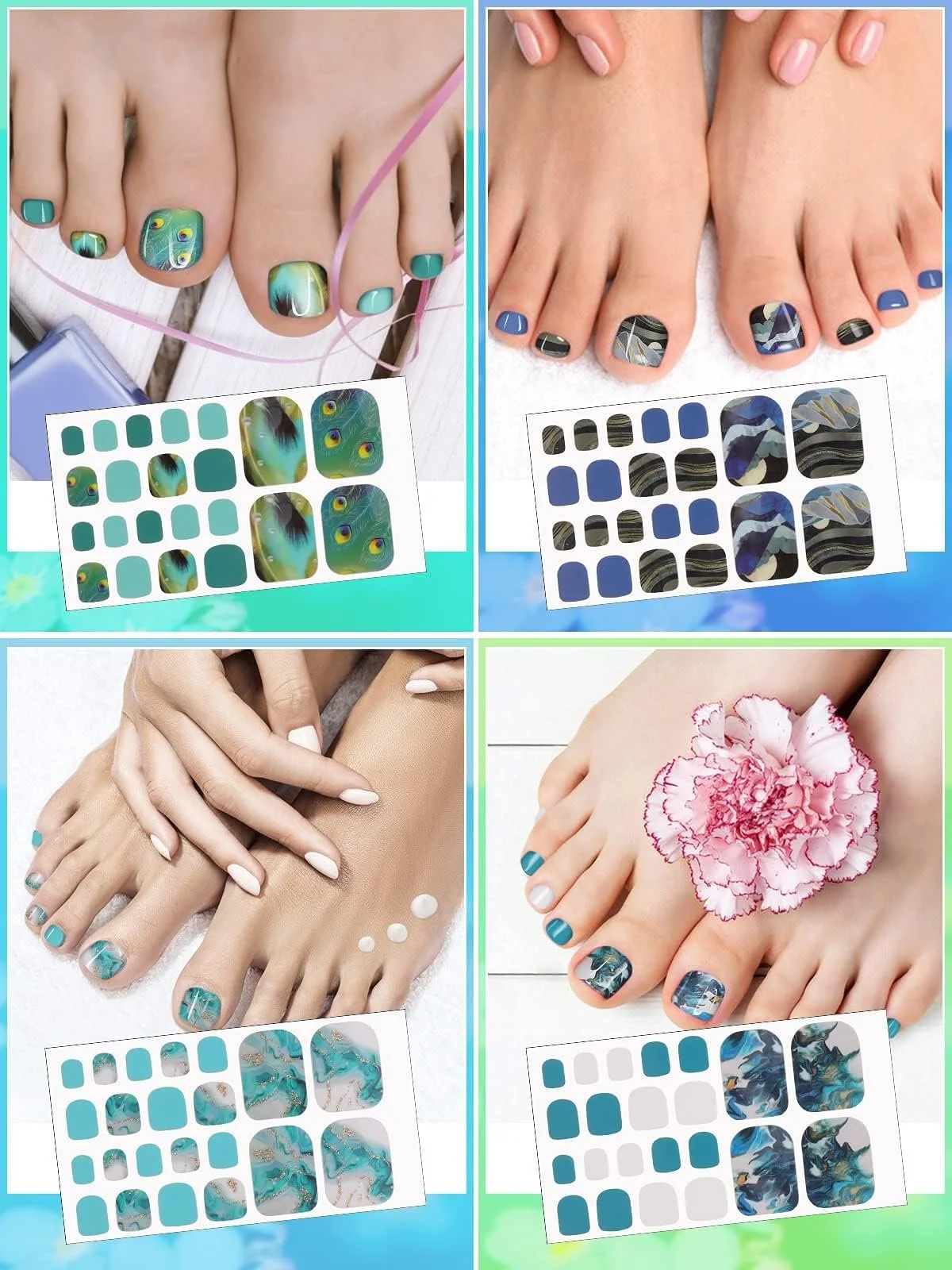Наклейки для ногтей на ногах Kalolary Toenail Stickers 12 листов Мраморный дизайн с пилкой, фото №2 Наклейки для ногтей на ногах Kalolary Toenail Stickers 12 листов Мраморный дизайн с пилкой, фото №2