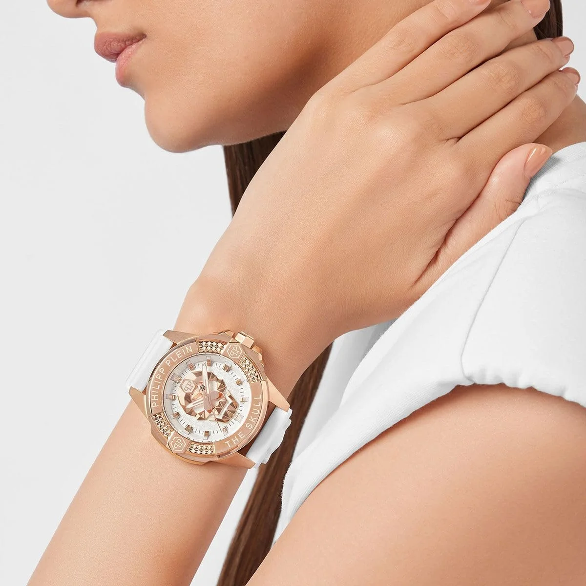 Часы Philipp Plein The $Kull Унисекс Аналоговые Кварцевые Силиконовые, Розовый/Белый - Pwaaa2224, Браслет, фото №5 Часы Philipp Plein The $Kull Унисекс Аналоговые Кварцевые Силиконовые, Розовый/Белый - Pwaaa2224, Браслет, фото №5