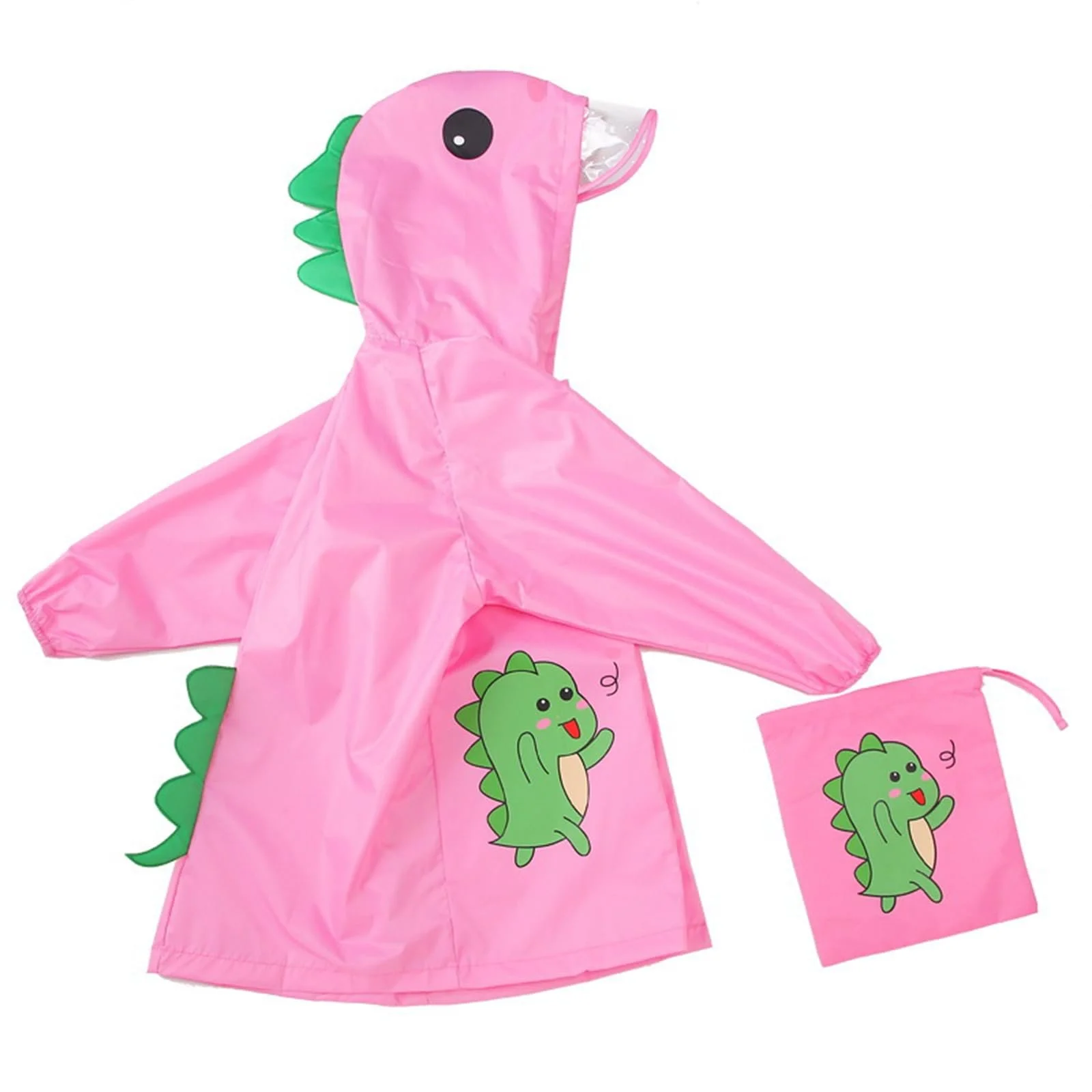 Дитячий дощовик WERNZATT Динозавр з сумкою для зберігання, багаторазове пончо з капюшоном, фото №1
