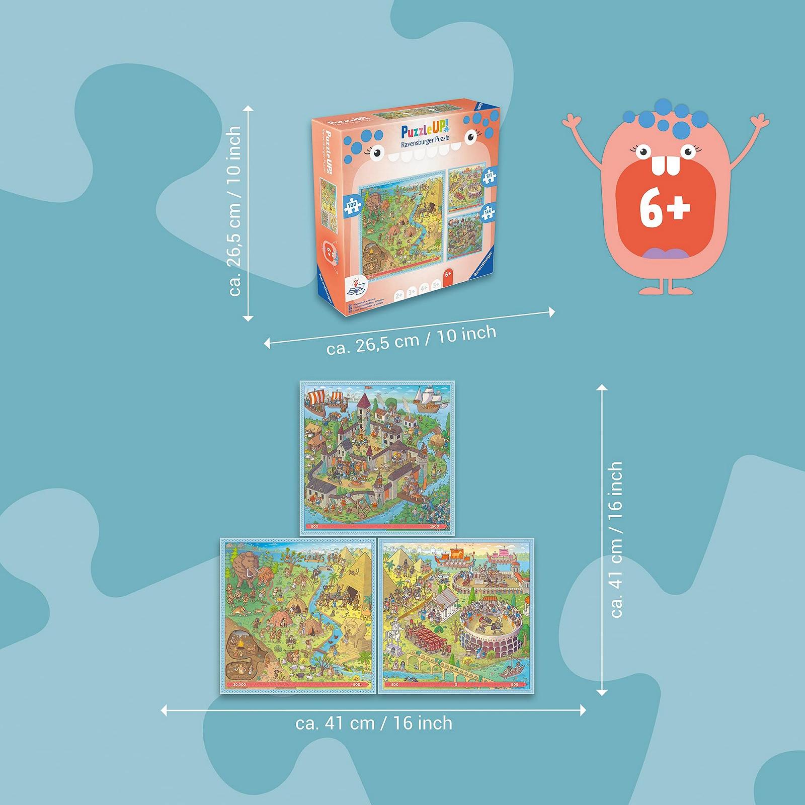 Набор пазлов Ravensburger Puzzle UP 12004002 History 3 шт (100, 121, 144 элемента), фото №3 Набор пазлов Ravensburger Puzzle UP 12004002 History 3 шт (100, 121, 144 элемента), фото №3