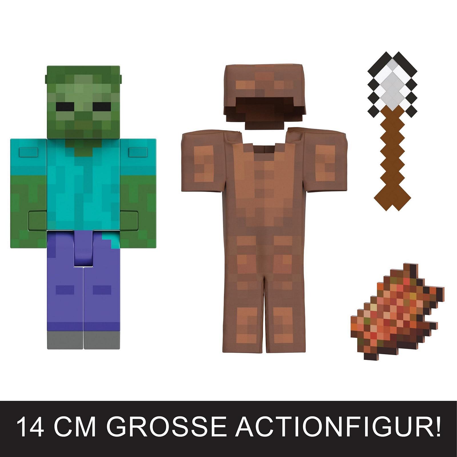 Фігурка Mattel Minecraft Зомбі Діамантового Рівня з 4 аксесуарами, колекційна фігурка, масштаб до 14 см, піксельний дизайн HTM05, фото №3