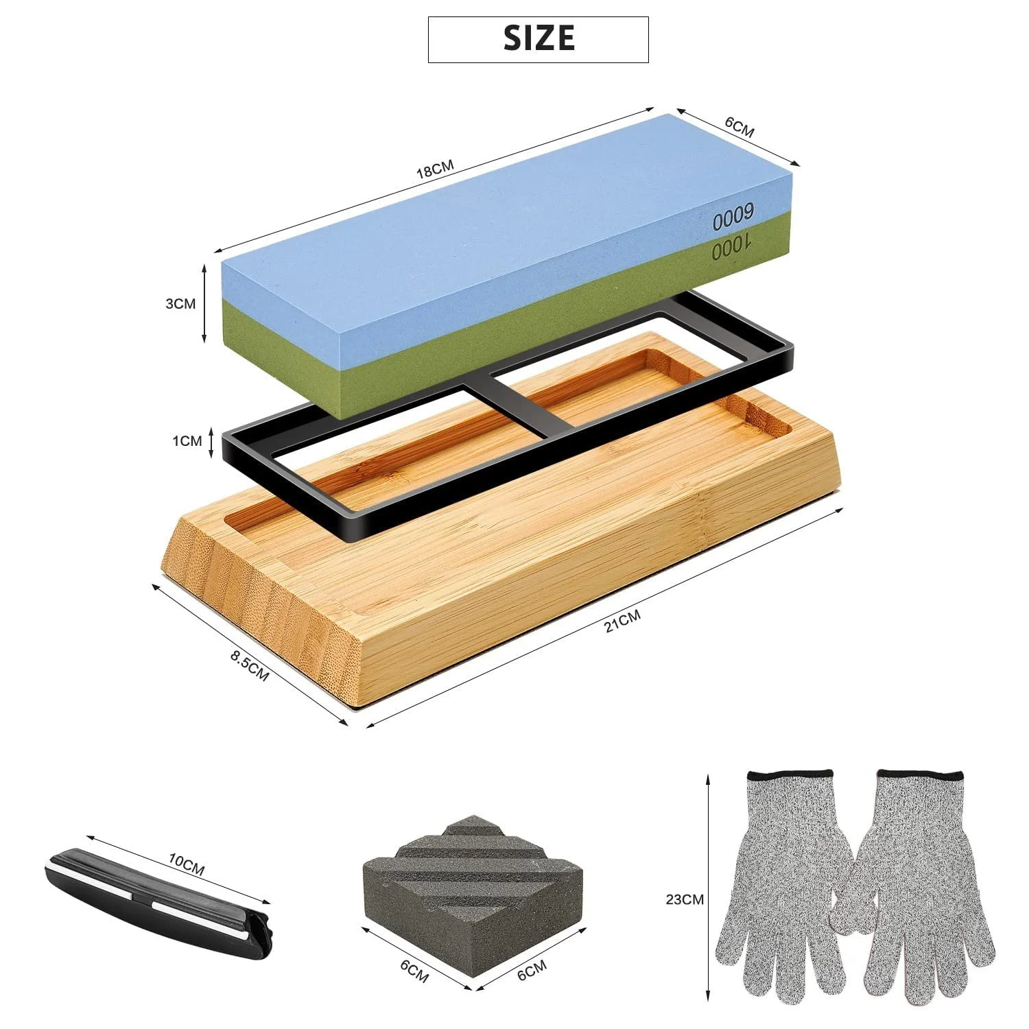 Точильний камінь Набір 1000/6000 Grit з тримачем та захисними рукавичками, фото №7