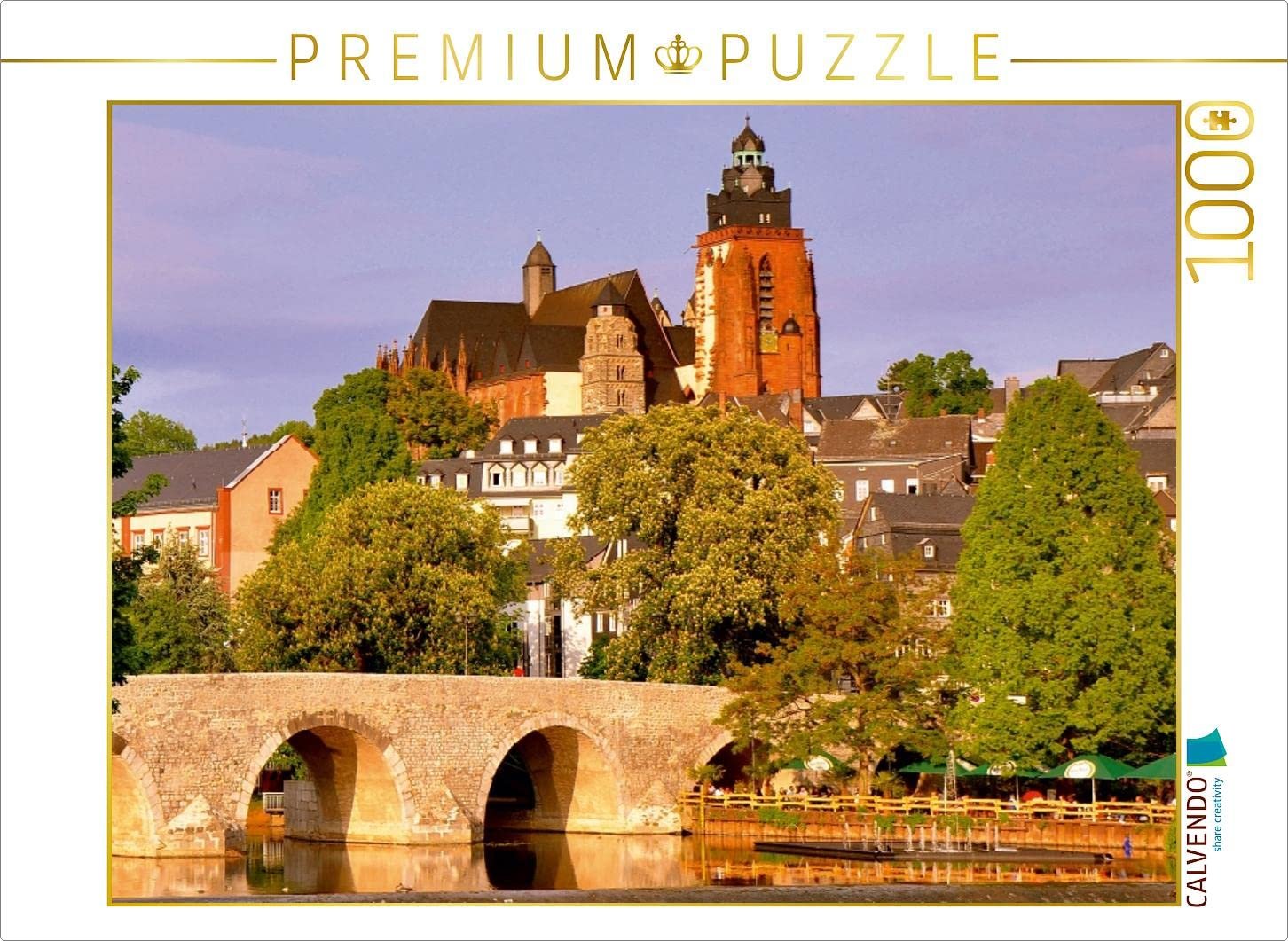 Пазл CALVENDO View Over the 104 m Long and Over 6 m Wide Old Railway Bridge to the Cathedral 1000 деталей 64 x 48 см, фото №1