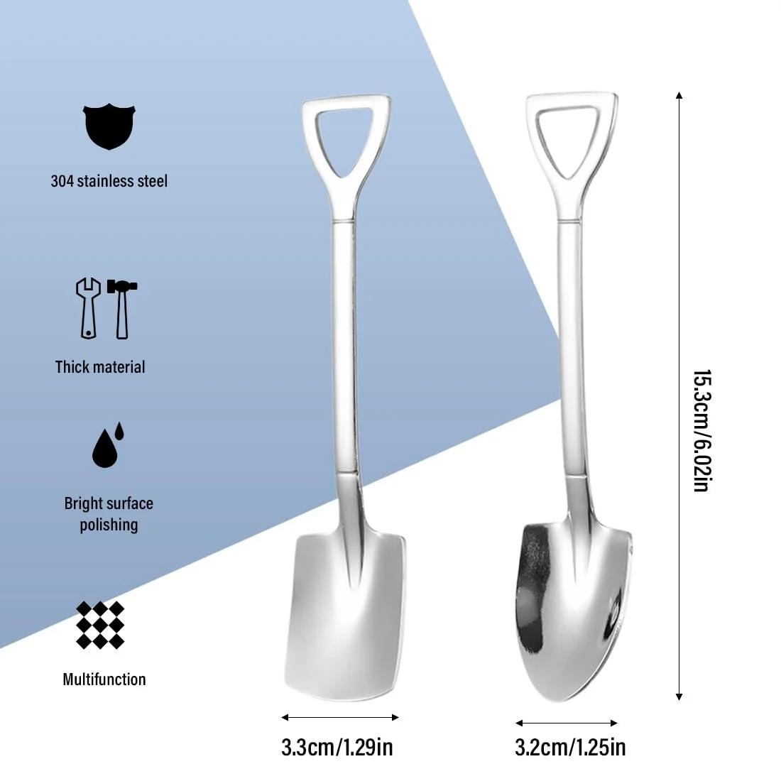 Ложка десертна з нержавіючої сталі, набір 10 штук, фото №2