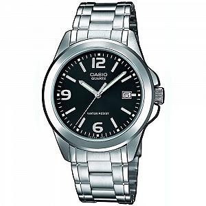 Женские аналоговые кварцевые часы Casio Classic LTP-1259PD-1A, черный циферблат, серый стальной ремешок - Фото 1