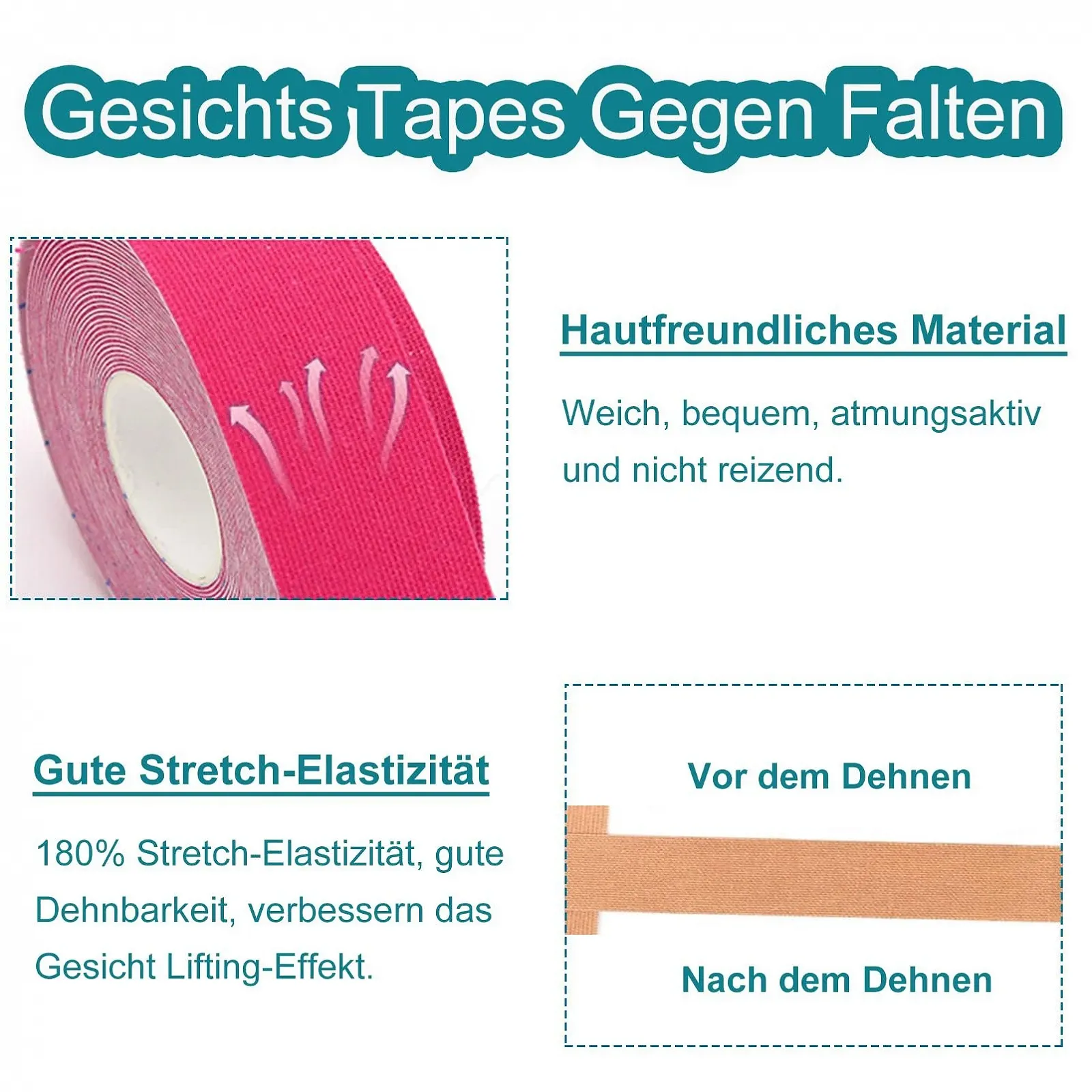 Стрічка для обличчя ліфтингова, стрічка для фейсліфтингу, 2 рулони, фото №3