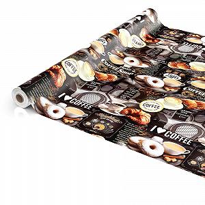 Скатертина клейончаста ANRO Coffee Sweets Donuts 220 x 140 см темно-сіра synthetic.ua - Фото 1