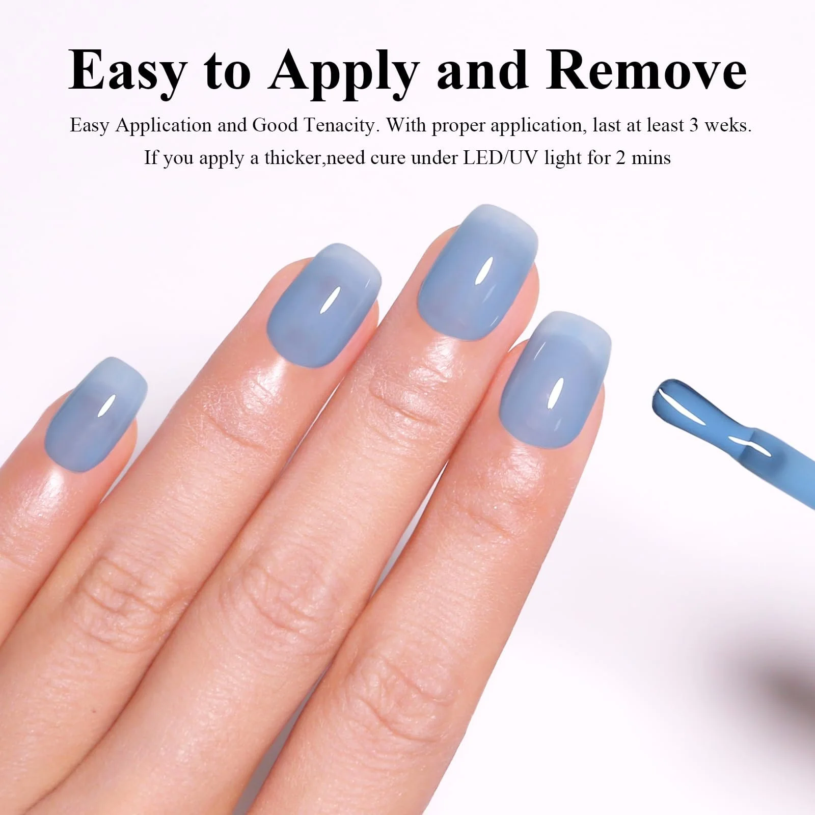 Гель-лак Imtiti Jelly Light Blue, 15 мл, полупрозрачный голубой цвет, фото №4