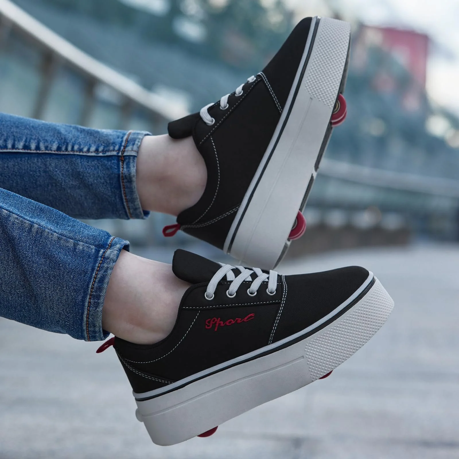 Кросівки на коліщатках для хлопчиків і дівчаток Знімні 4-колісні роликові, фото №3