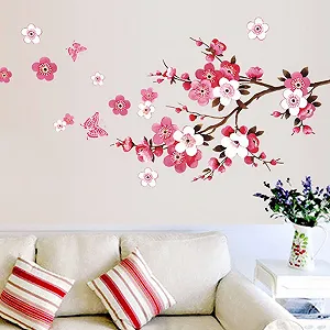 Наклейка на стіну WandSticker4U Cherry Blossom 107 x 64 см Червона/Рожева/Біла - Фото 1
