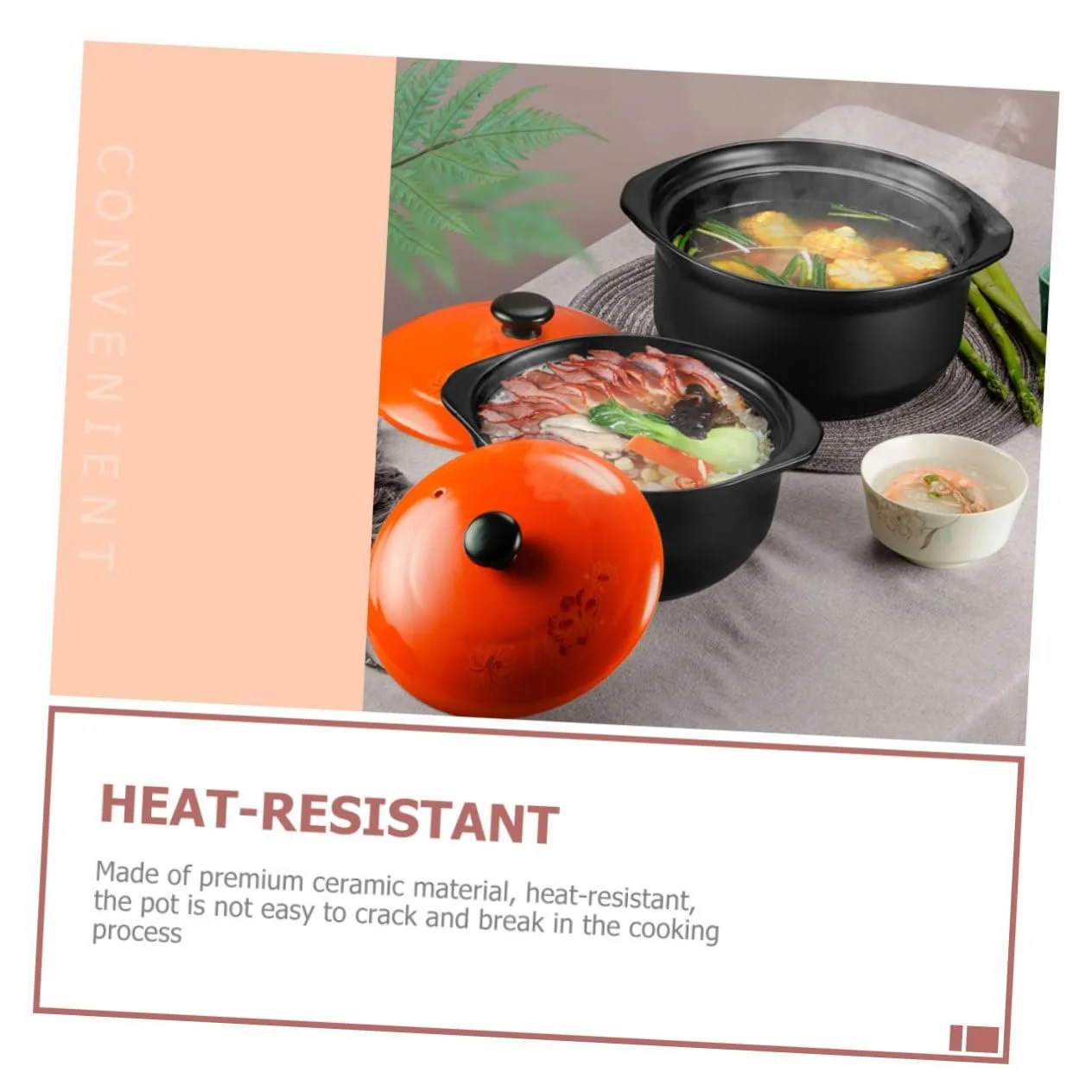 Набор керамических кастрюль с крышкой 2 шт антипригарное покрытие термостойкие для медленного тушения, фото №7