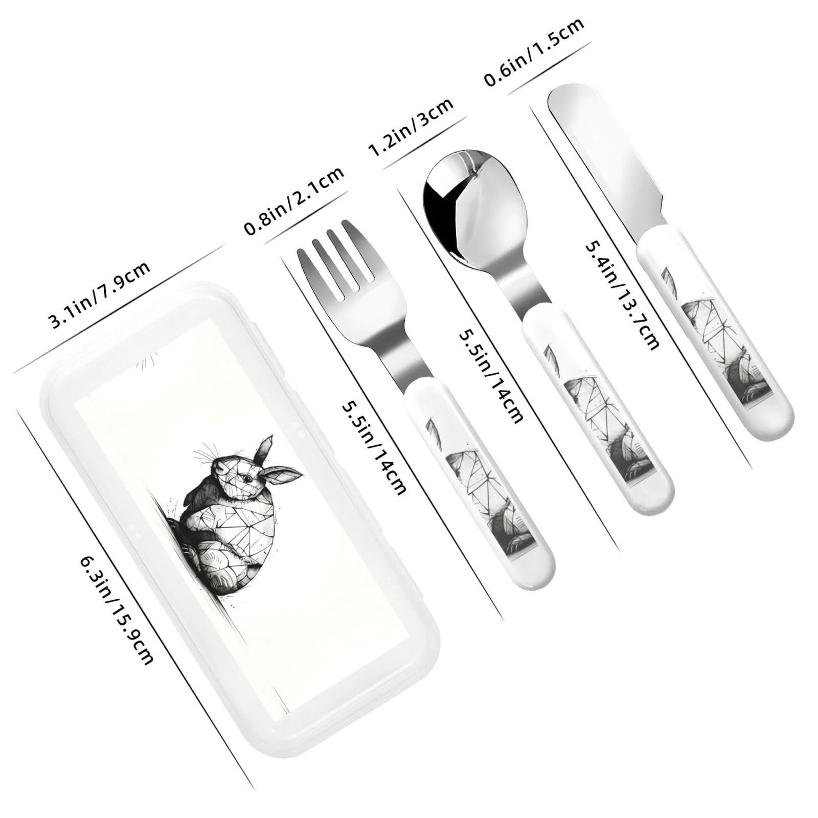 Набір дитячих столових приборів з малюнком кролика Лінія Малюнок Три предмети, фото №3 Набір дитячих столових приборів з малюнком кролика Лінія Малюнок Три предмети, фото №3