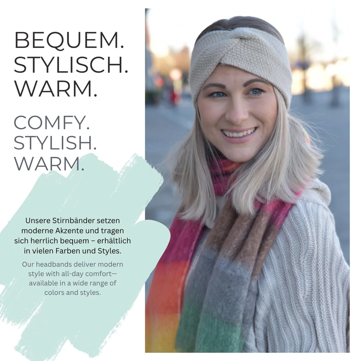 В'язана пов'язка на голову styleBREAKER 04026064 з візерунком в'язки «Рисове зерно», фото №6