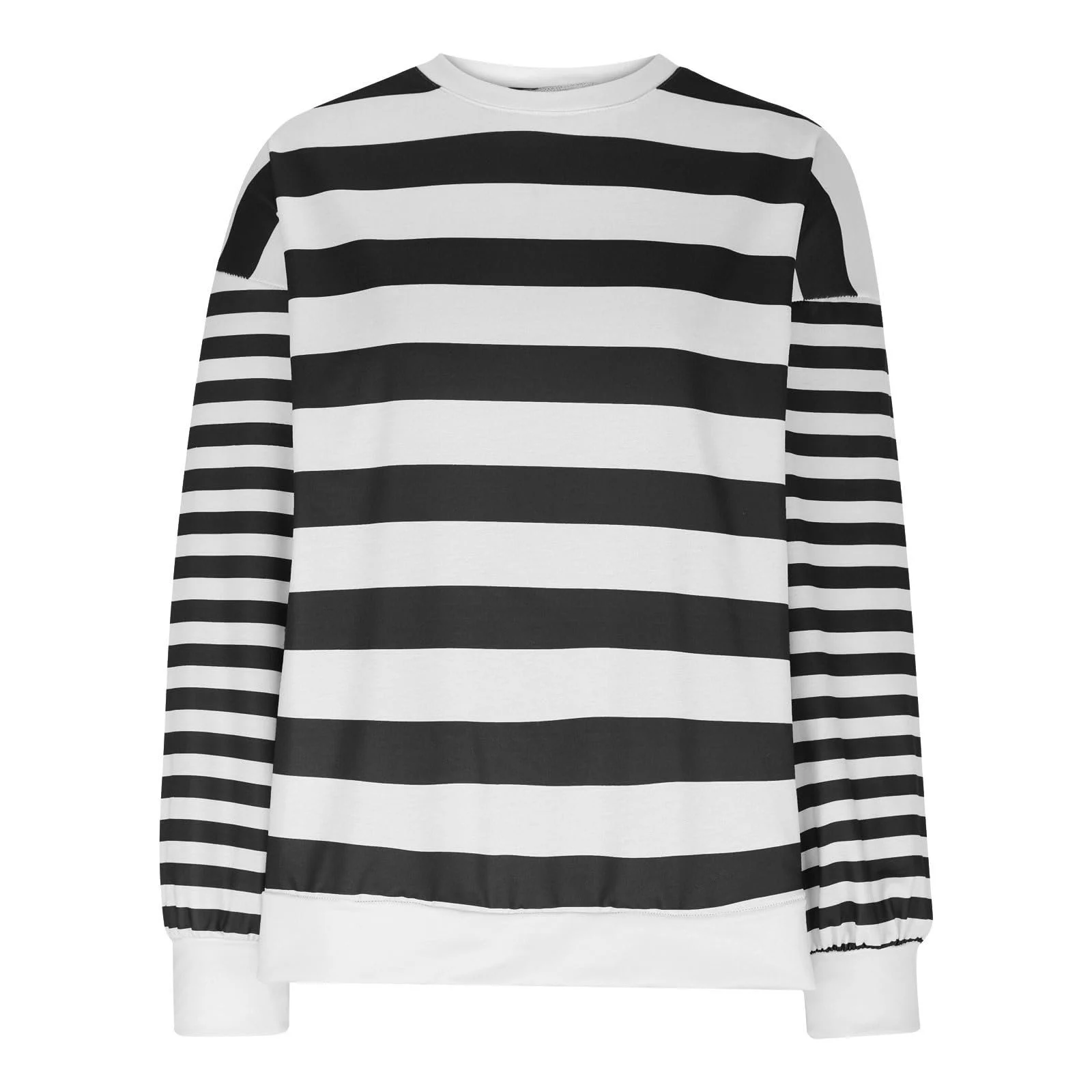 Женский Свитшот Полосатый Свободный крой Круглый вырез Длинный рукав Коровья принт, фото №2