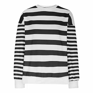 Женский Свитшот Полосатый Свободный крой Круглый вырез Длинный рукав Коровья принт synthetic.ua - Фото 1