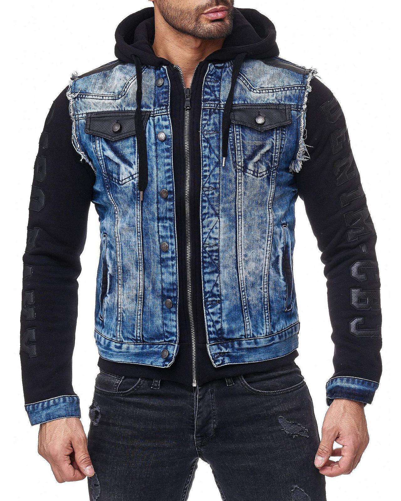 Джинсова куртка Cipo & Baxx Regular Fit з капюшоном, подвійний стиль, модні деталі, вінтажний міський стиль, фото №3